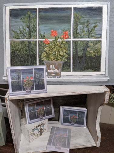 Note cards, stormy skies safe inside, geraniums, 2 Peter 3:2, scripture , Be Mindful, Floral 