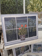 Load image into Gallery viewer, Set of 8 Be Mindful Note Cards with white envelopes  5.5&quot; x 4&quot; Folded - Standard matte Stormy Skies Safe Inside Geraniums Floral Antique Window
