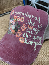 Load image into Gallery viewer, pink ball cap flowers scripture truckers cap hats pink white peach changed mom christian mothers day wife daughter girl  teen 
