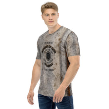 Load image into Gallery viewer, Armor of God Reclaimed Tin Men&#39;s T-shirt Ephesians 6:11 Rusty Weathered Shield Gray Rust Black
