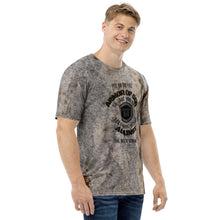 Load image into Gallery viewer, Armor of God Reclaimed Tin Men&#39;s T-shirt Ephesians 6:11 Rusty Weathered Shield Gray Rust Black
