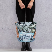 Load image into Gallery viewer, Grow All Over Print Tote bag succulents plants carry all original painting by Chandra Carmack of Re-Assigned spring
