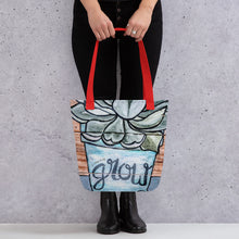 Load image into Gallery viewer, Grow All Over Print Tote bag succulents plants carry all original painting by Chandra Carmack of Re-Assigned spring
