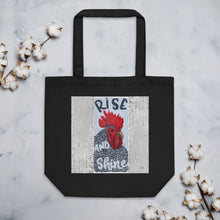 Load image into Gallery viewer, Eco Tote Bag chicken rise and shine Original artwork by Chandra Carmack of Re-Assigned
