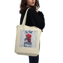 Load image into Gallery viewer, Eco Tote Bag chicken rise and shine Original artwork by Chandra Carmack of Re-Assigned
