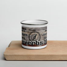 Load image into Gallery viewer, Proverbs 16 9 Enamel Mug for Men Father&#39;s Compass Plans Ways Lord Directs Paths
