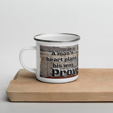 Load image into Gallery viewer, Proverbs 16 9 Enamel Mug for Men Father&#39;s Compass Plans Ways Lord Directs Paths
