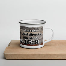 Load image into Gallery viewer, Proverbs 16 9 Enamel Mug for Men Father&#39;s Compass Plans Ways Lord Directs Paths
