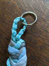 Load image into Gallery viewer,  gift accessories key chains refurbish lanyards bag purses car truck keys vintage homemade throw rug older rustic fabric unique organize braided 
