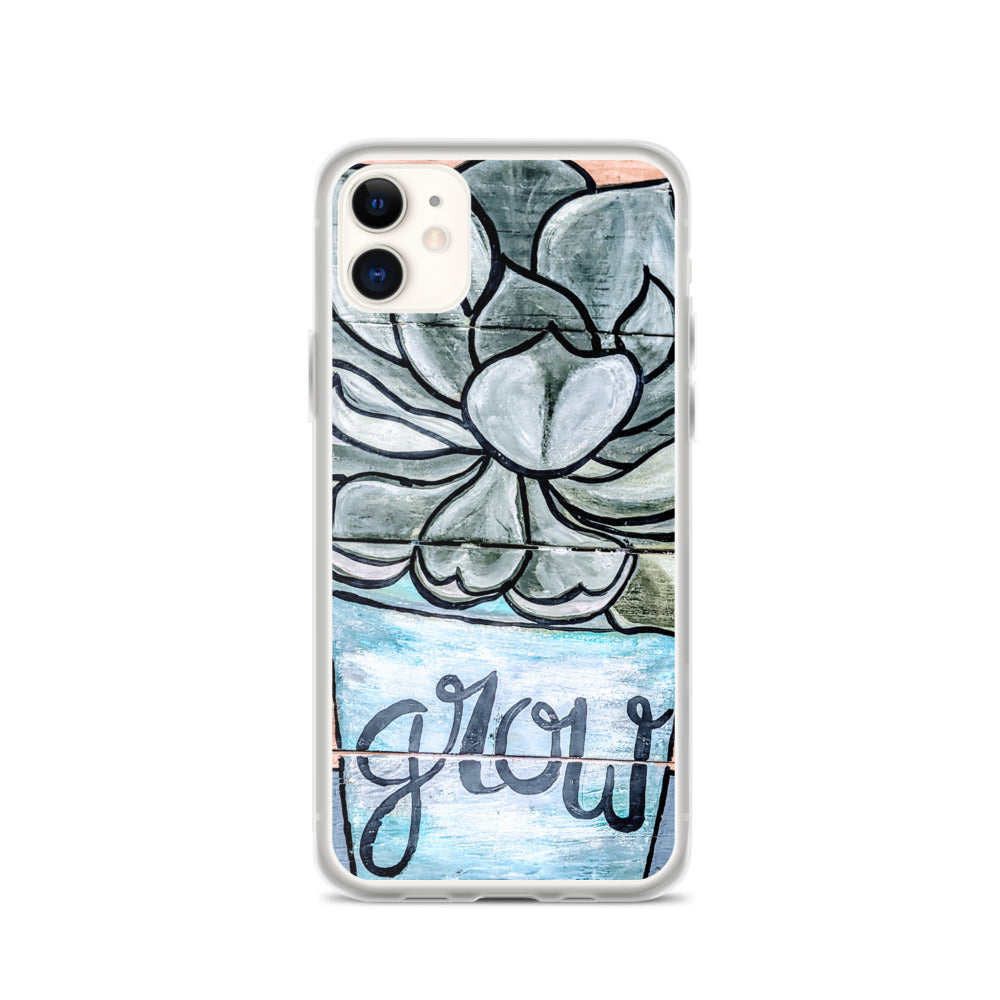 Grow iPhone Case Succulents Garden Hen and Biddies green blue flower pot original art