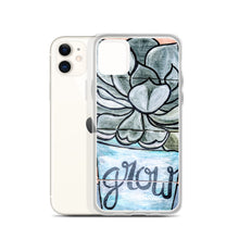 Load image into Gallery viewer, Grow iPhone Case Succulents Garden Hen and Biddies green blue flower pot original art
