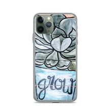 Load image into Gallery viewer, Grow iPhone Case Succulents Garden Hen and Biddies green blue flower pot original art
