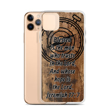 Load image into Gallery viewer, Jeremiah 17:7 iPhone Case Blessed Man Trust Lord Christian Dad Grandfather Compass Rustic Reclaimed Wood Design
