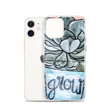 Load image into Gallery viewer, Grow iPhone Case Succulents Garden Hen and Biddies green blue flower pot original art
