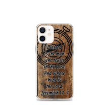 Load image into Gallery viewer, Jeremiah 17:7 iPhone Case Blessed Man Trust Lord Christian Dad Grandfather Compass Rustic Reclaimed Wood Design
