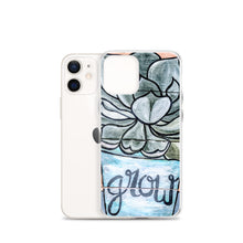 Load image into Gallery viewer, Grow iPhone Case Succulents Garden Hen and Biddies green blue flower pot original art
