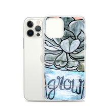 Load image into Gallery viewer, Grow iPhone Case Succulents Garden Hen and Biddies green blue flower pot original art
