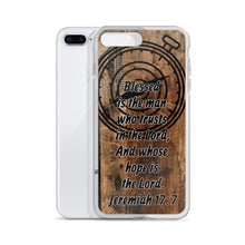 Load image into Gallery viewer, Jeremiah 17:7 iPhone Case Blessed Man Trust Lord Christian Dad Grandfather Compass Rustic Reclaimed Wood Design
