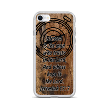 Load image into Gallery viewer, Jeremiah 17:7 iPhone Case Blessed Man Trust Lord Christian Dad Grandfather Compass Rustic Reclaimed Wood Design
