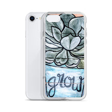 Load image into Gallery viewer, Grow iPhone Case Succulents Garden Hen and Biddies green blue flower pot original art
