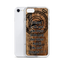 Load image into Gallery viewer, Jeremiah 17:7 iPhone Case Blessed Man Trust Lord Christian Dad Grandfather Compass Rustic Reclaimed Wood Design
