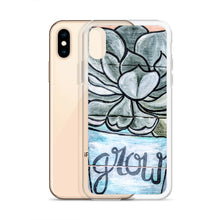 Load image into Gallery viewer, Grow iPhone Case Succulents Garden Hen and Biddies green blue flower pot original art
