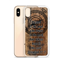 Load image into Gallery viewer, Jeremiah 17:7 iPhone Case Blessed Man Trust Lord Christian Dad Grandfather Compass Rustic Reclaimed Wood Design
