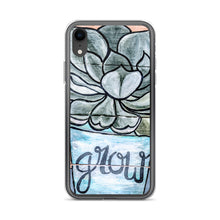 Load image into Gallery viewer, Grow iPhone Case Succulents Garden Hen and Biddies green blue flower pot original art
