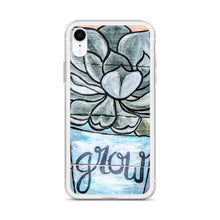 Load image into Gallery viewer, Grow iPhone Case Succulents Garden Hen and Biddies green blue flower pot original art
