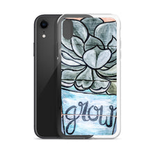 Load image into Gallery viewer, Grow iPhone Case Succulents Garden Hen and Biddies green blue flower pot original art
