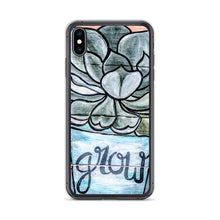 Load image into Gallery viewer, Grow iPhone Case Succulents Garden Hen and Biddies green blue flower pot original art
