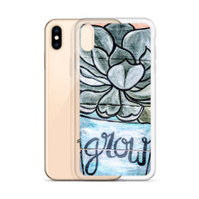 Load image into Gallery viewer, Grow iPhone Case Succulents Garden Hen and Biddies green blue flower pot original art
