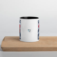 Load image into Gallery viewer, Rise And Shine Chicken Mug with Color Inside original art by Chandra Carmack of Re-Assigned farmhouse farm henhouse black white love coffee
