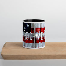 Load image into Gallery viewer, In God We Trust Mug with Color Inside American Flag Antique Window Original Photo and Art by Chandra Carmack of Re-Assigned
