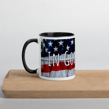 Load image into Gallery viewer, In God We Trust Mug with Color Inside American Flag Antique Window Original Photo and Art by Chandra Carmack of Re-Assigned
