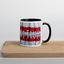 Load image into Gallery viewer, In God We Trust Mug with Color Inside American Flag Antique Window Original Photo and Art by Chandra Carmack of Re-Assigned
