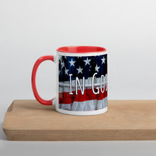 Load image into Gallery viewer, In God We Trust Mug with Color Inside American Flag Antique Window Original Photo and Art by Chandra Carmack of Re-Assigned
