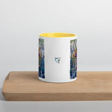 Load image into Gallery viewer, When We All See Jesus original artwork painting by Chandra Carmack printed on Coffee Mug with Color options Inside black blue yellow
