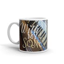 Load image into Gallery viewer, Antique Piano Keys Psalm 28:7 With My Song I Will Praise Him White glossy mug
