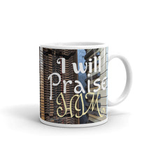 Load image into Gallery viewer, Antique Piano Keys Psalm 28:7 With My Song I Will Praise Him White glossy mug
