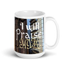 Load image into Gallery viewer, Antique Piano Keys Psalm 28:7 With My Song I Will Praise Him White glossy mug
