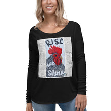 Load image into Gallery viewer, Ladies&#39; Long Sleeve Tee Chicken Momma Rise and Shine original painting by Chandra Carmack of Re-Assigned
