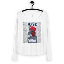 Load image into Gallery viewer, Ladies&#39; Long Sleeve Tee Chicken Momma Rise and Shine original painting by Chandra Carmack of Re-Assigned
