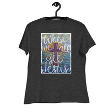 Load image into Gallery viewer, Bella Relaxed Tshirt When We All See Jesus original Painting by Chandra Carmack of Re-Assigned
