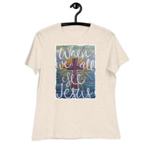 Load image into Gallery viewer, Bella Relaxed Tshirt When We All See Jesus original Painting by Chandra Carmack of Re-Assigned
