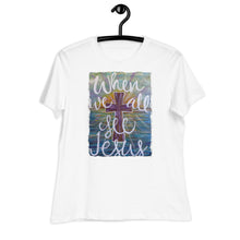 Load image into Gallery viewer, Bella Relaxed Tshirt When We All See Jesus original Painting by Chandra Carmack of Re-Assigned
